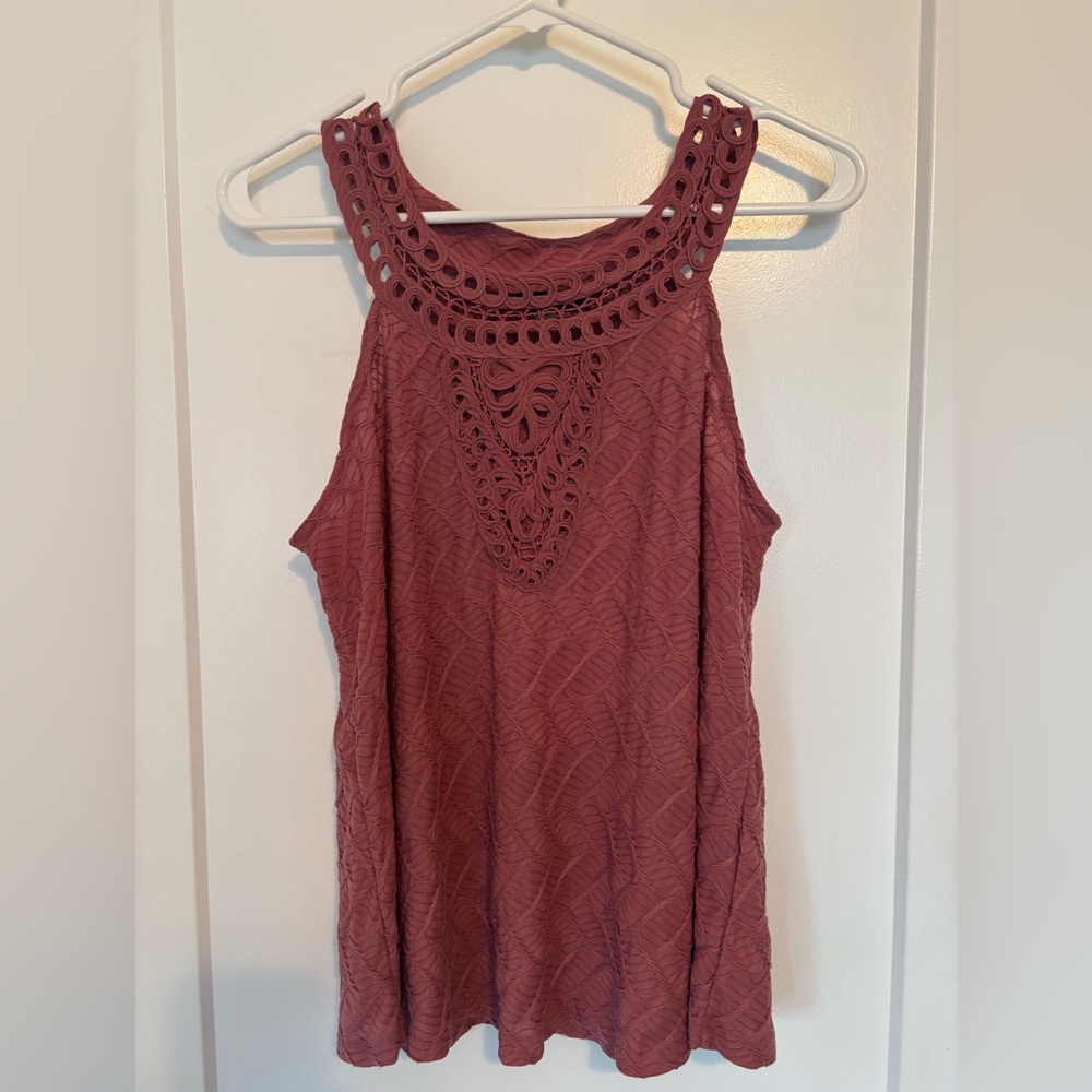 Women's Sleeveless Crochet Detail Top - Pink